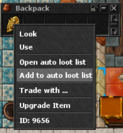 Add an item to the Auto Loot list from its context menu