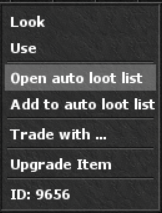Open the Auto Loot list from an item context menu