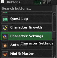 Character Settings button in the client Buttons list