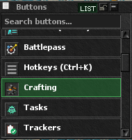 Crafting button in the client top-menu list