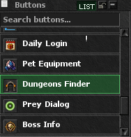 Dungeons Finder button in the client top-menu list
