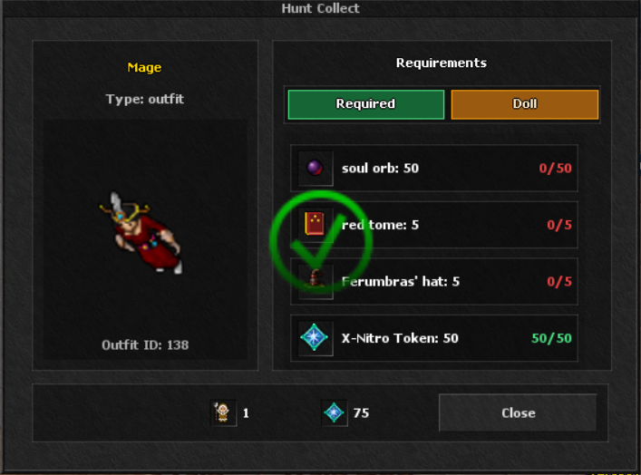 Completed Hunt Collect reward with green check mark