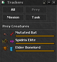 Active Prey shown in the client Trackers panel