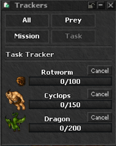 Task Tracker category showing active task kills